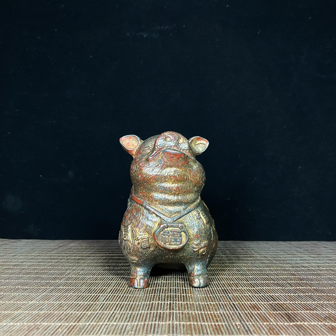 Rare Antique Handcrafted Pig Statue - Exquisite Craftsmanship & Unique Gift