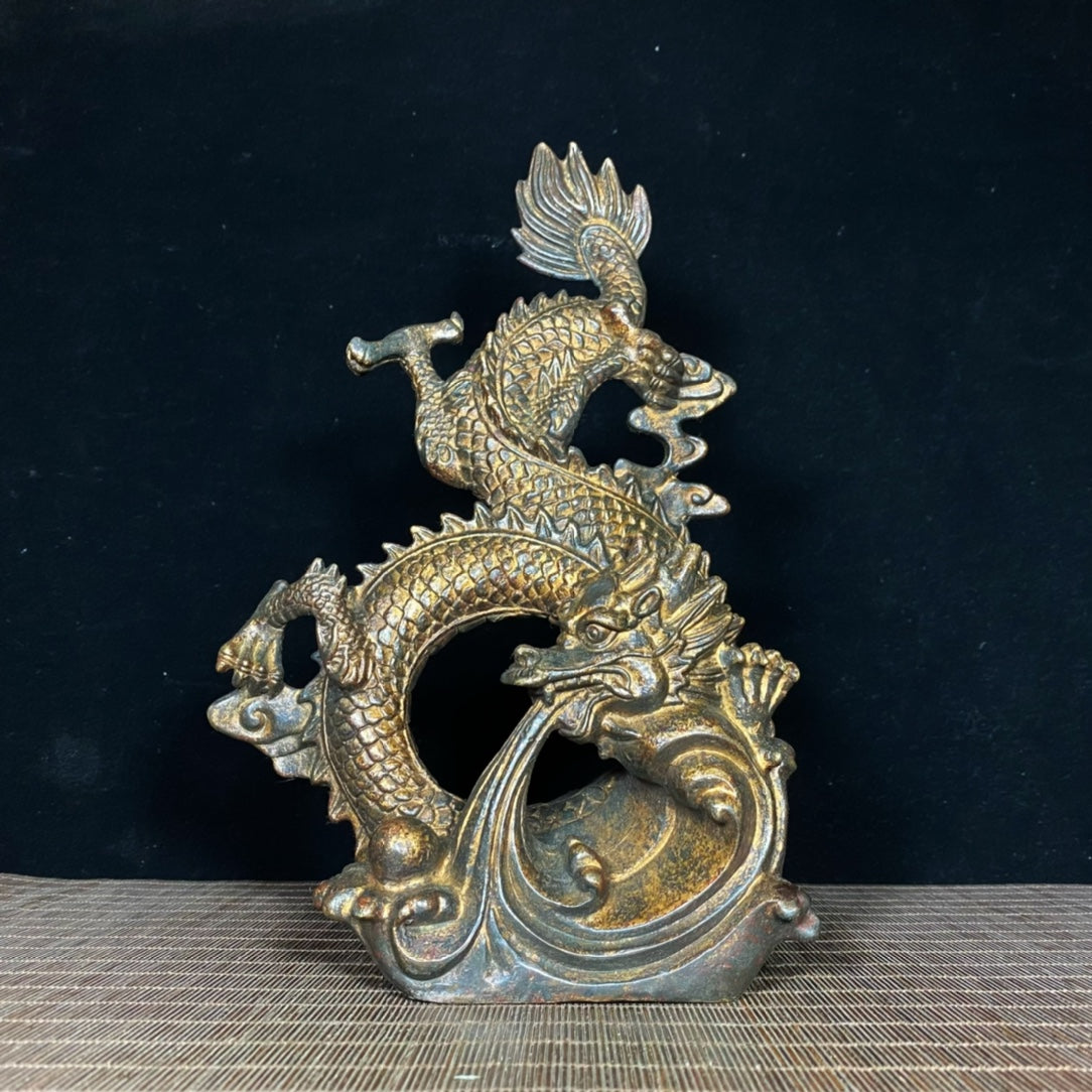 Rare Antique Dragon Statue - Symbol of Wealth and Good Fortune, Exquisite Craftsmanship, Handcrafted, Unique Gift