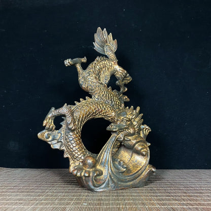 Rare Antique Dragon Statue - Symbol of Wealth and Good Fortune, Exquisite Craftsmanship, Handcrafted, Unique Gift