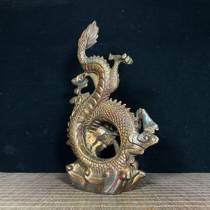 Rare Antique Dragon Statue - Symbol of Wealth and Good Fortune, Exquisite Craftsmanship, Handcrafted, Unique Gift