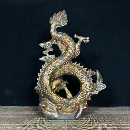 Rare Antique Dragon Statue - Symbol of Wealth and Good Fortune, Exquisite Craftsmanship, Handcrafted, Unique Gift