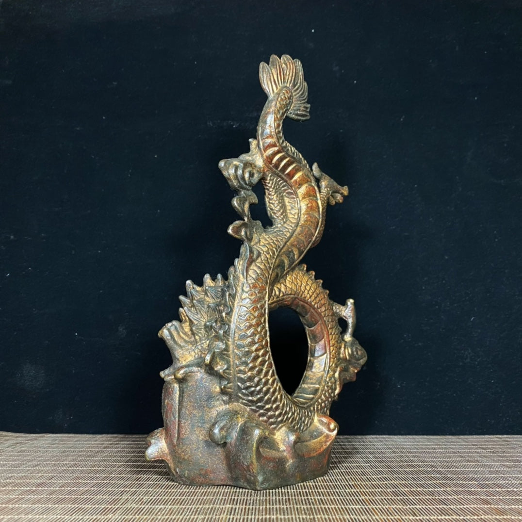 Rare Antique Dragon Statue - Symbol of Wealth and Good Fortune, Exquisite Craftsmanship, Handcrafted, Unique Gift