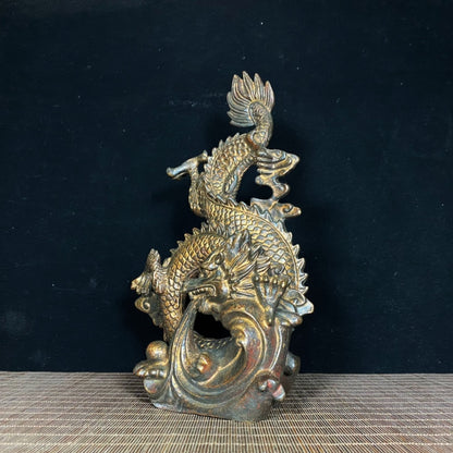 Rare Antique Dragon Statue - Symbol of Wealth and Good Fortune, Exquisite Craftsmanship, Handcrafted, Unique Gift