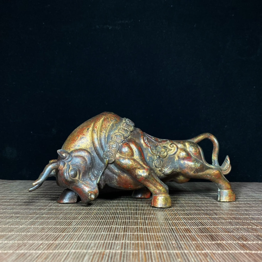 Rare Antique Finely Carved Bull Statue