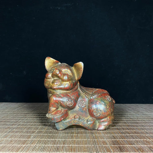 Rare Antique Hand-Carved Pig Statue - Exquisite Craftsmanship, Unique Gift