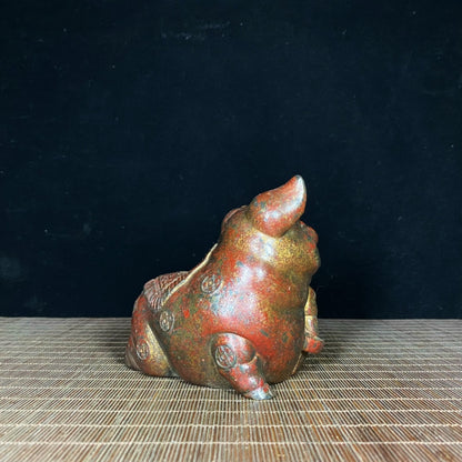 Rare Antique Hand-Carved Pig Statue - Exquisite Craftsmanship, Unique Gift