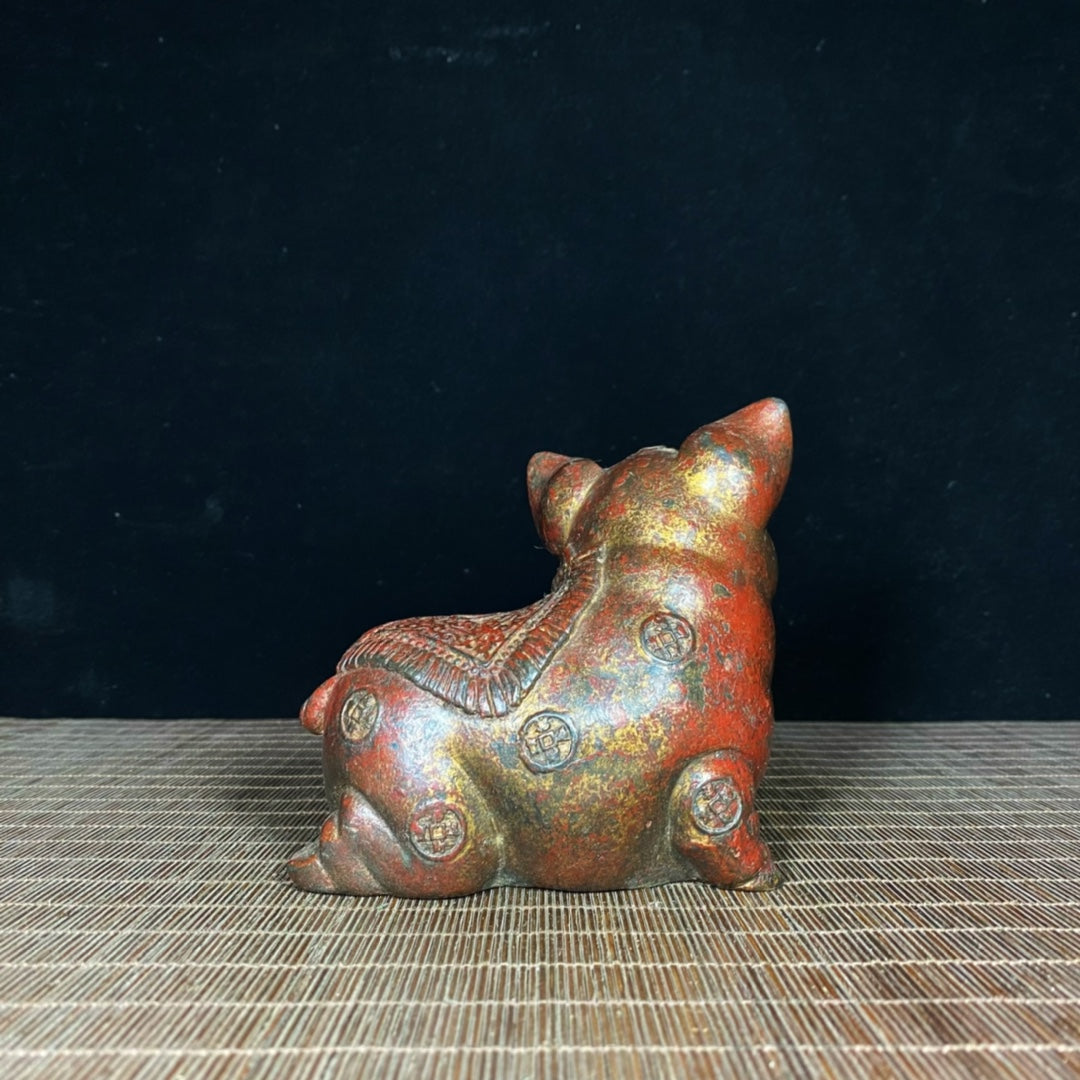 Rare Antique Hand-Carved Pig Statue - Exquisite Craftsmanship, Unique Gift