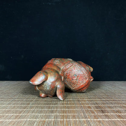 Rare Antique Hand-Carved Pig Statue - Exquisite Craftsmanship, Unique Gift