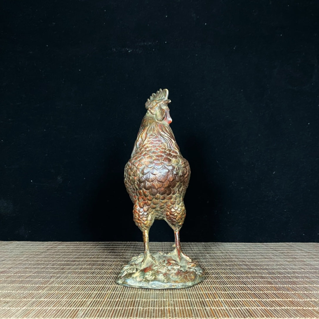 Exquisite Hand-Carved Rooster Statue - Unique Artwork & Rare Collectible