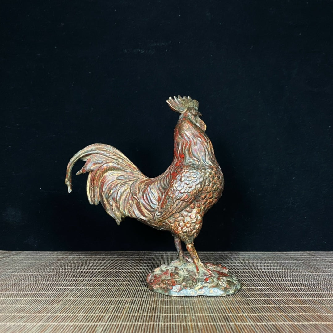 Exquisite Hand-Carved Rooster Statue - Unique Artwork & Rare Collectible