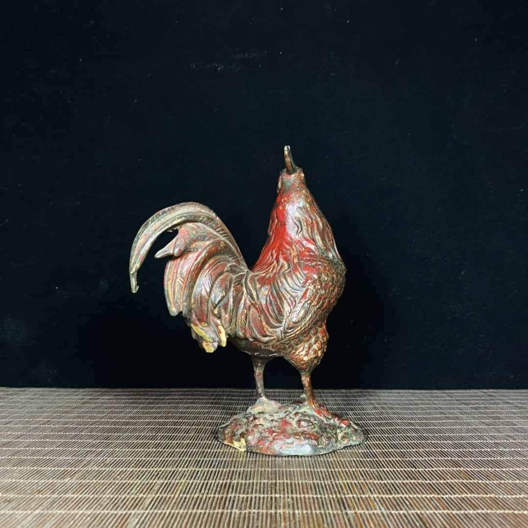 Exquisite Hand-Carved Rooster Statue - Unique Artwork & Rare Collectible