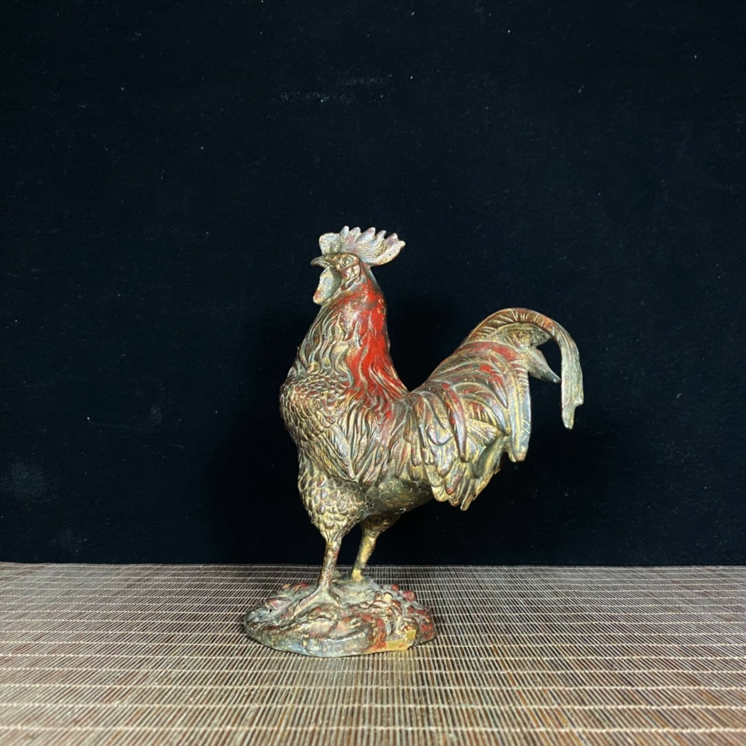 Exquisite Hand-Carved Rooster Statue - Unique Artwork & Rare Collectible