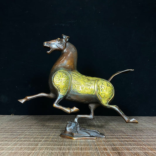 Handcrafted Gilded Bronze Galloping Horse - Unique Collectible Art Piece