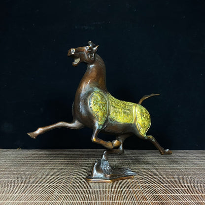 Handcrafted Gilded Bronze Galloping Horse - Unique Collectible Art Piece