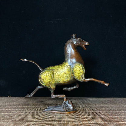 Handcrafted Gilded Bronze Galloping Horse - Unique Collectible Art Piece