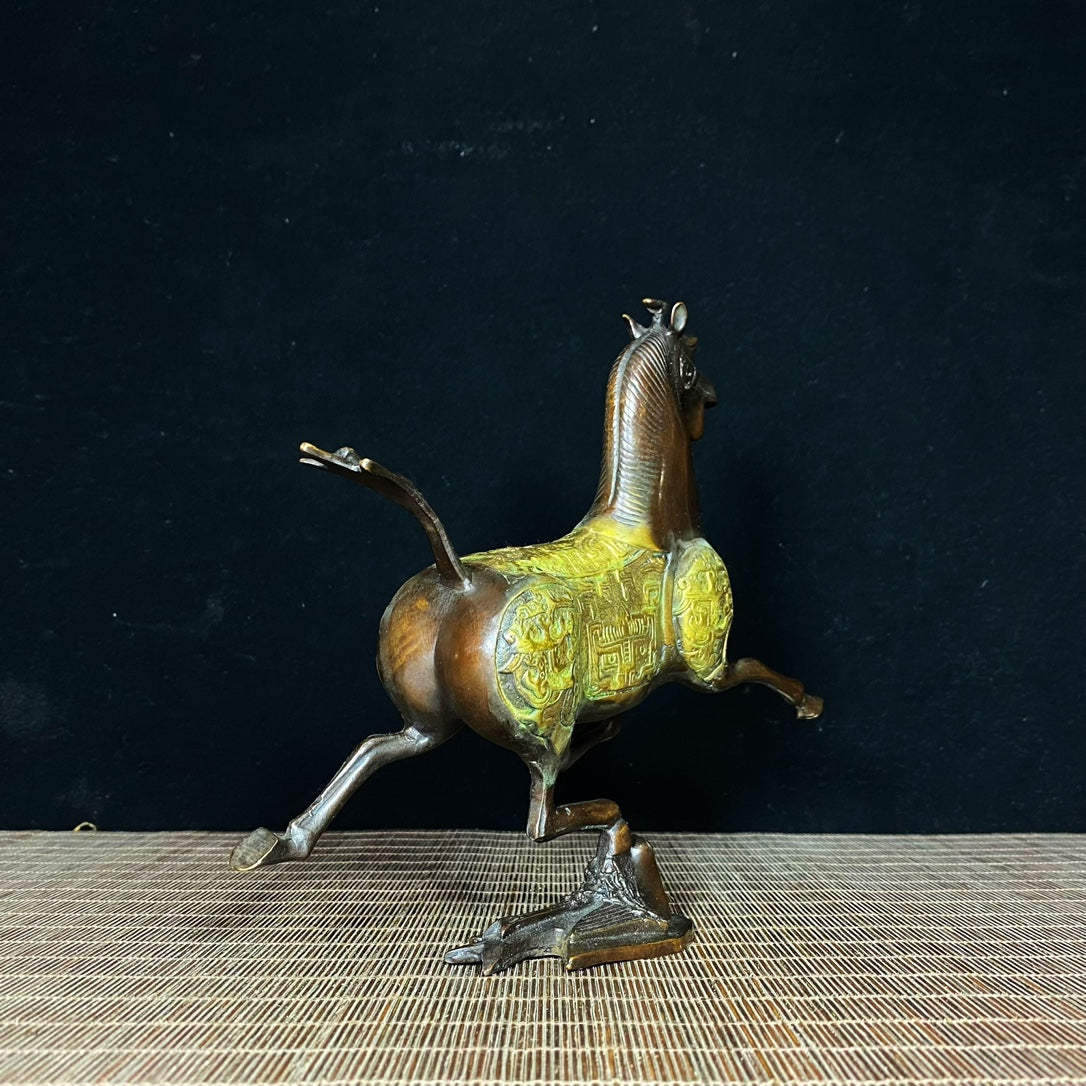 Handcrafted Gilded Bronze Galloping Horse - Unique Collectible Art Piece