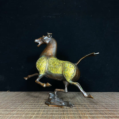 Handcrafted Gilded Bronze Galloping Horse - Unique Collectible Art Piece