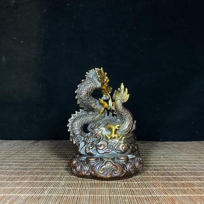 Exquisite Handcrafted Copper Gilded Dragon Zodiac Treasure Bowl - Unique Gift and Collector's Item