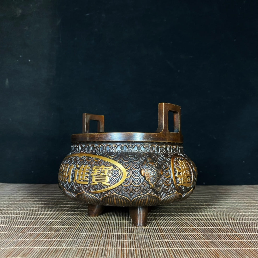 Exquisite Handcrafted Gilded Copper Incense Burner | Unique Decor & Collectible