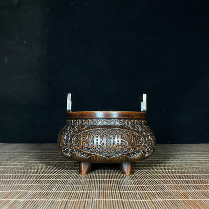 Exquisite Handcrafted Pure Copper Relief Incense Burner - A Unique Collectible and Gift