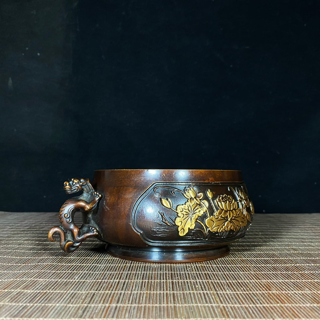 Exquisite Handcrafted Pure Copper Gilt Lotus Incense Burner - Unique Gift & Rare Collectible