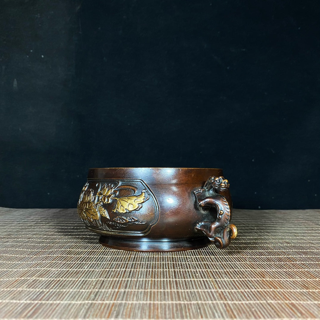 Exquisite Handcrafted Pure Copper Gilt Lotus Incense Burner - Unique Gift & Rare Collectible