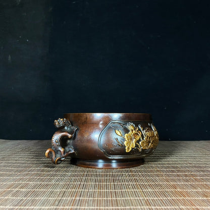 Exquisite Handcrafted Pure Copper Gilt Lotus Incense Burner - Unique Gift & Rare Collectible