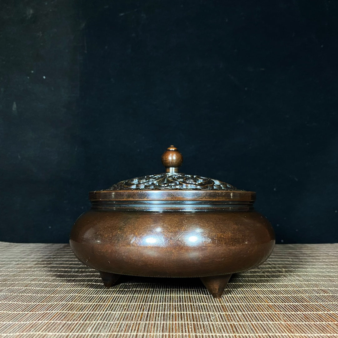 Large Pure Copper Incense Burner with Lid - Exquisite Craftsmanship, Unique Gift