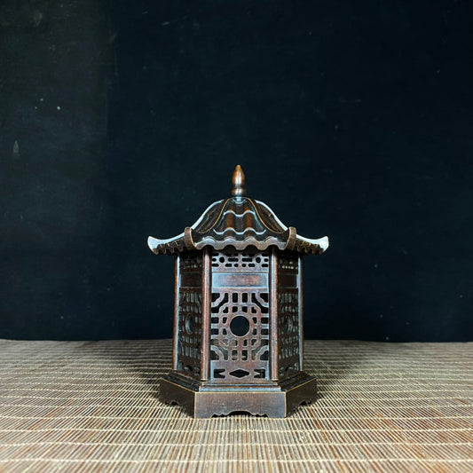 Handcrafted Pure Copper Pavilion Incense Burner - Exquisite Artwork & Unique Gift