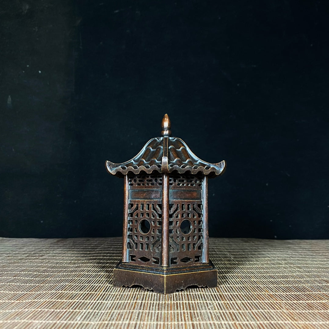 Handcrafted Pure Copper Pavilion Incense Burner - Exquisite Artwork & Unique Gift