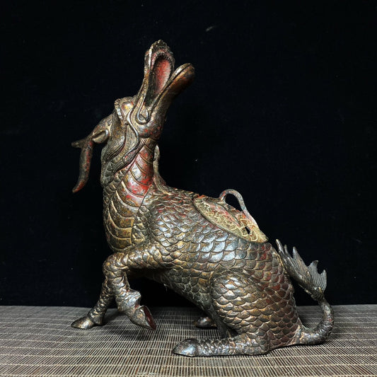 Exquisite Antique Qilin Incense Burner - Handcrafted Masterpiece for Collectors and Home Decor