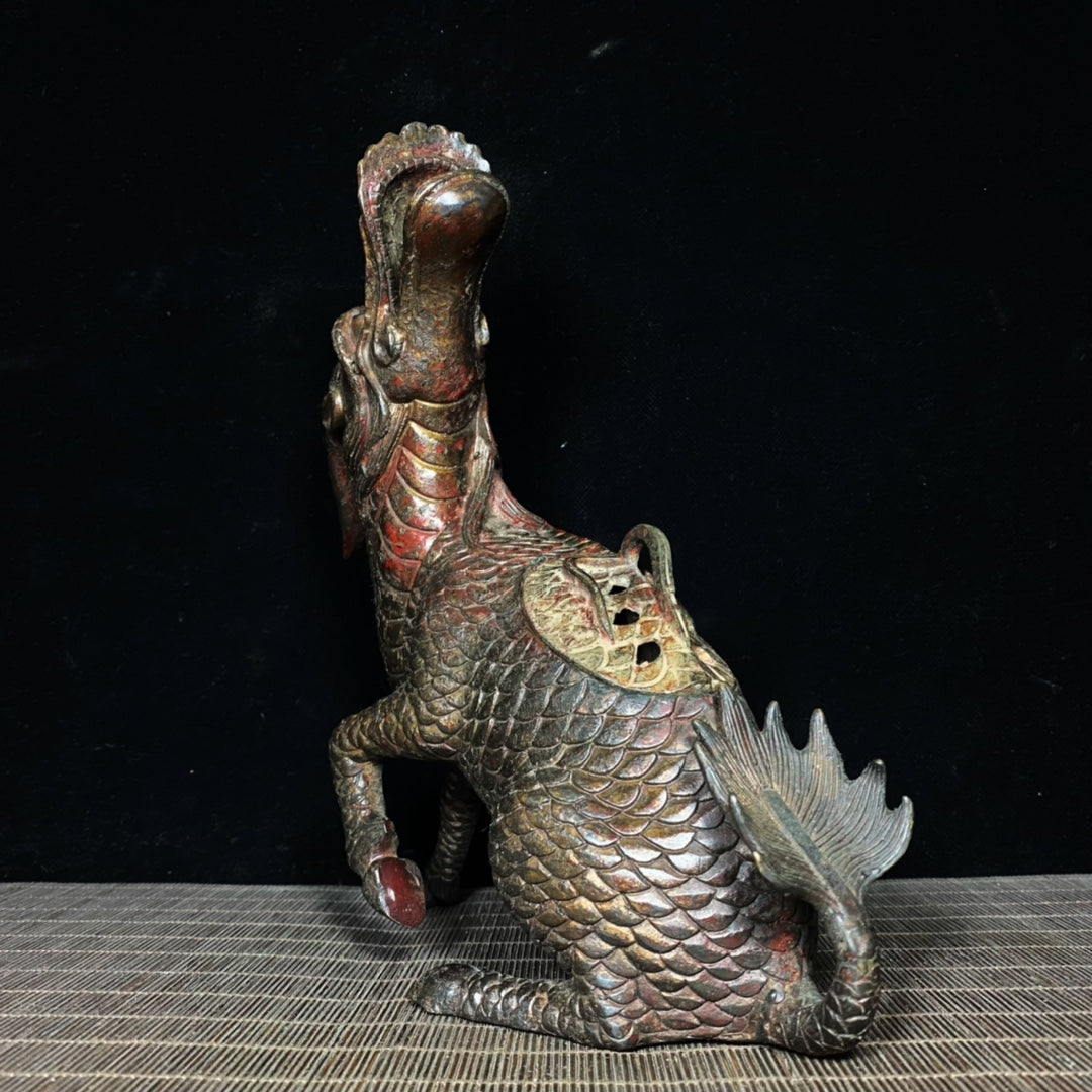 Exquisite Antique Qilin Incense Burner - Handcrafted Masterpiece for Collectors and Home Decor