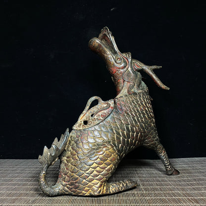 Exquisite Antique Qilin Incense Burner - Handcrafted Masterpiece for Collectors and Home Decor