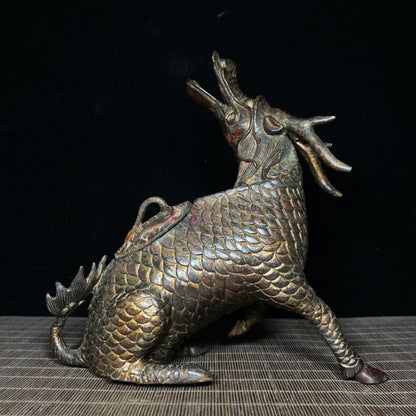 Exquisite Antique Qilin Incense Burner - Handcrafted Masterpiece for Collectors and Home Decor