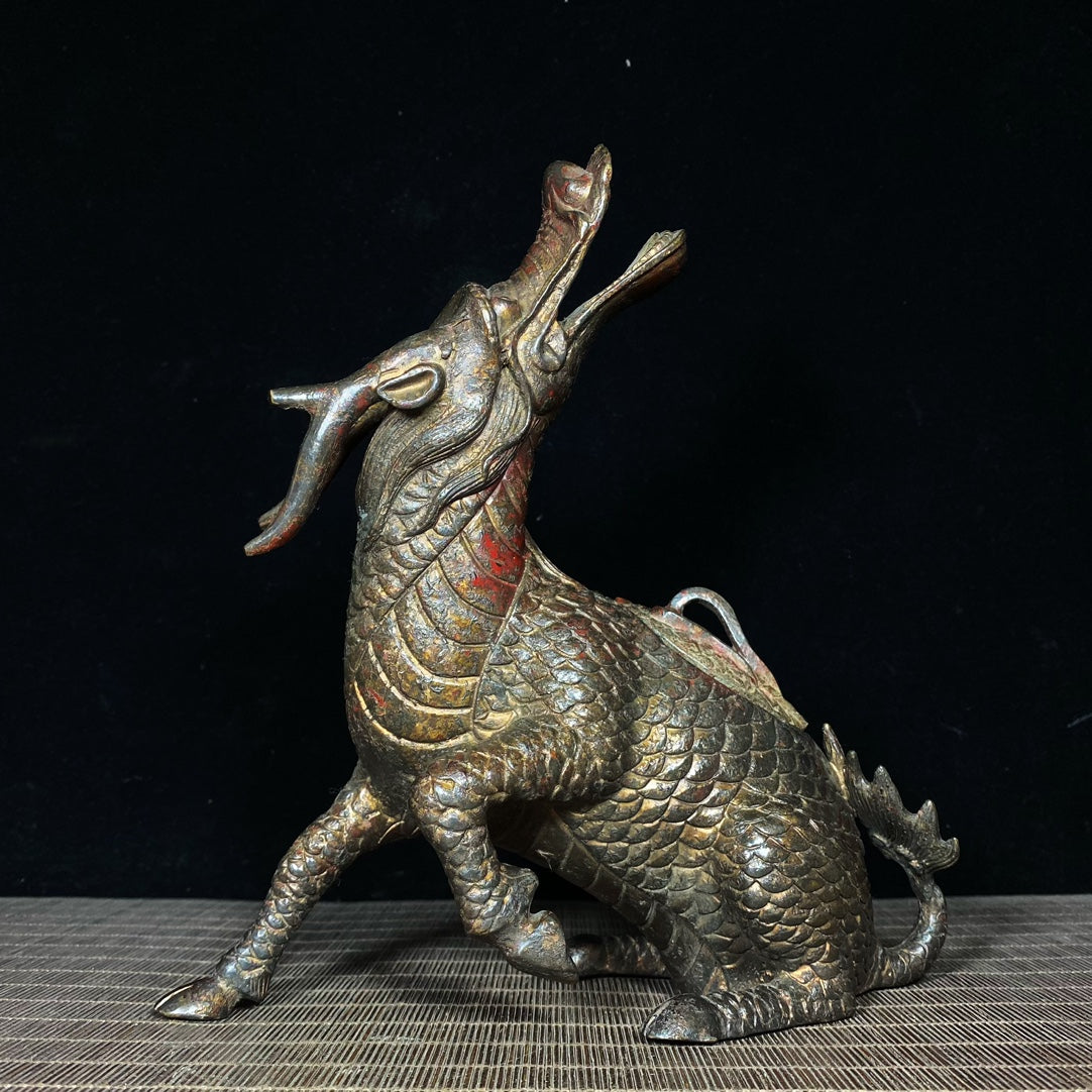 Exquisite Antique Qilin Incense Burner - Handcrafted Masterpiece for Collectors and Home Decor