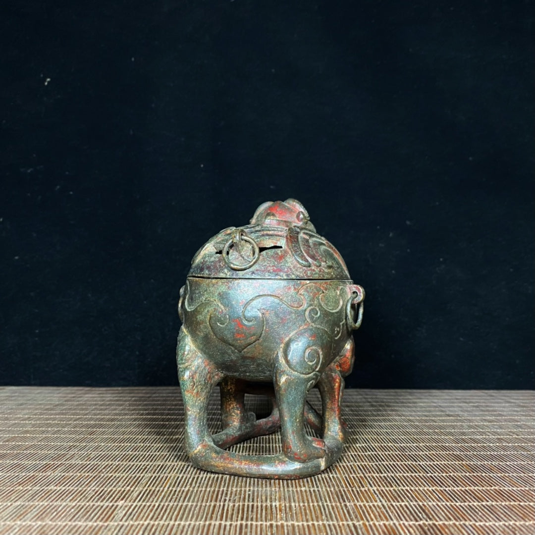 Rare & Precious Antique Incense Burner with Xuanwu and Suzaku Statues