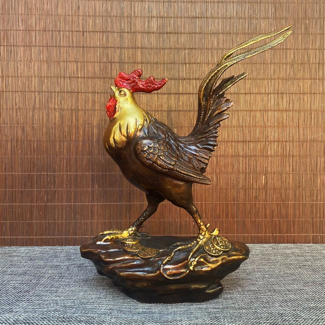 Exquisite Handcrafted Gilded Bronze Rooster Statue - Unique Gift for Collectors and Home Decor Enthusiasts