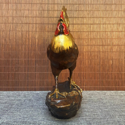 Exquisite Handcrafted Gilded Bronze Rooster Statue - Unique Gift for Collectors and Home Decor Enthusiasts