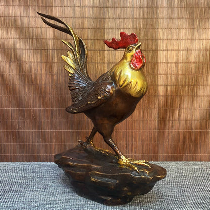 Exquisite Handcrafted Gilded Bronze Rooster Statue - Unique Gift for Collectors and Home Decor Enthusiasts