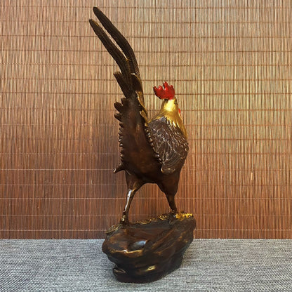 Exquisite Handcrafted Gilded Bronze Rooster Statue - Unique Gift for Collectors and Home Decor Enthusiasts