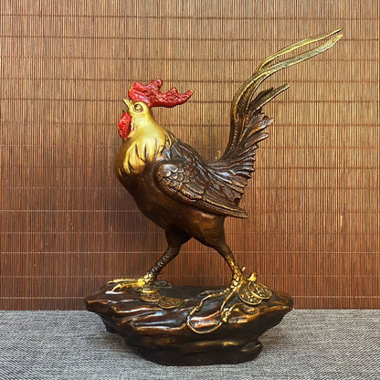 Exquisite Handcrafted Gilded Bronze Rooster Statue - Unique Gift for Collectors and Home Decor Enthusiasts