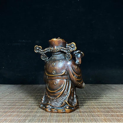 Exquisite Pure Copper God of Wealth Statue - Symbol of Prosperity