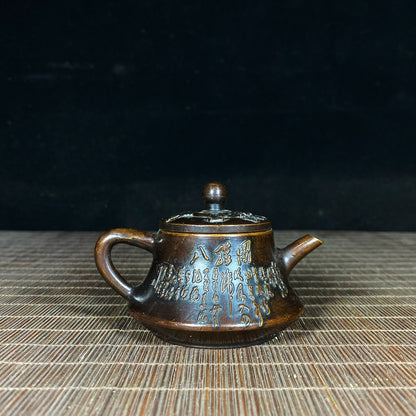 Handcrafted Pure Copper Embossed Eight-Horses Teapot - Unique Collectible & Gift