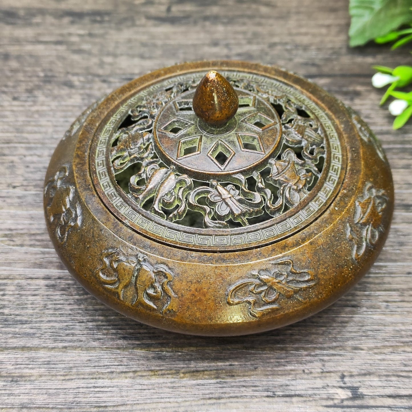 Exquisite Handcrafted Copper Incense Burner with Intricate Engravings