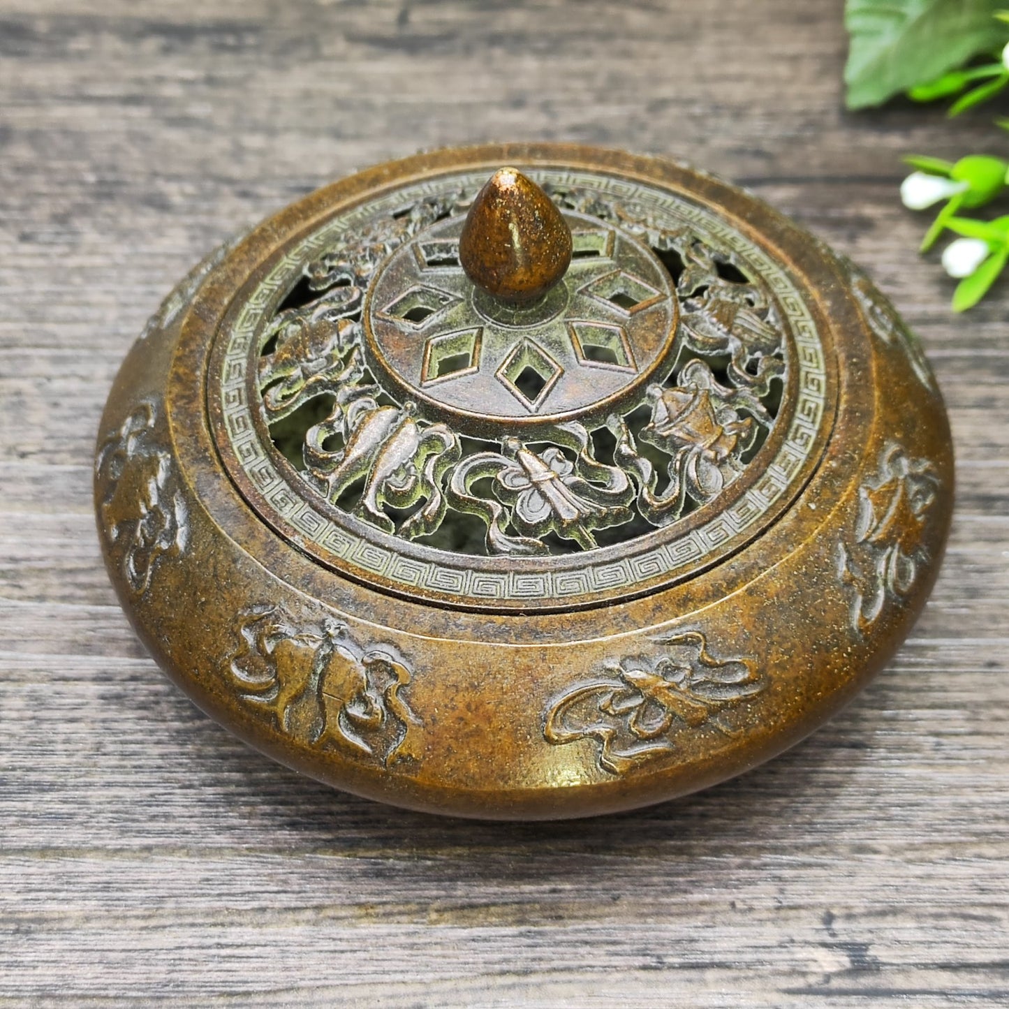 Exquisite Handcrafted Copper Incense Burner with Intricate Engravings