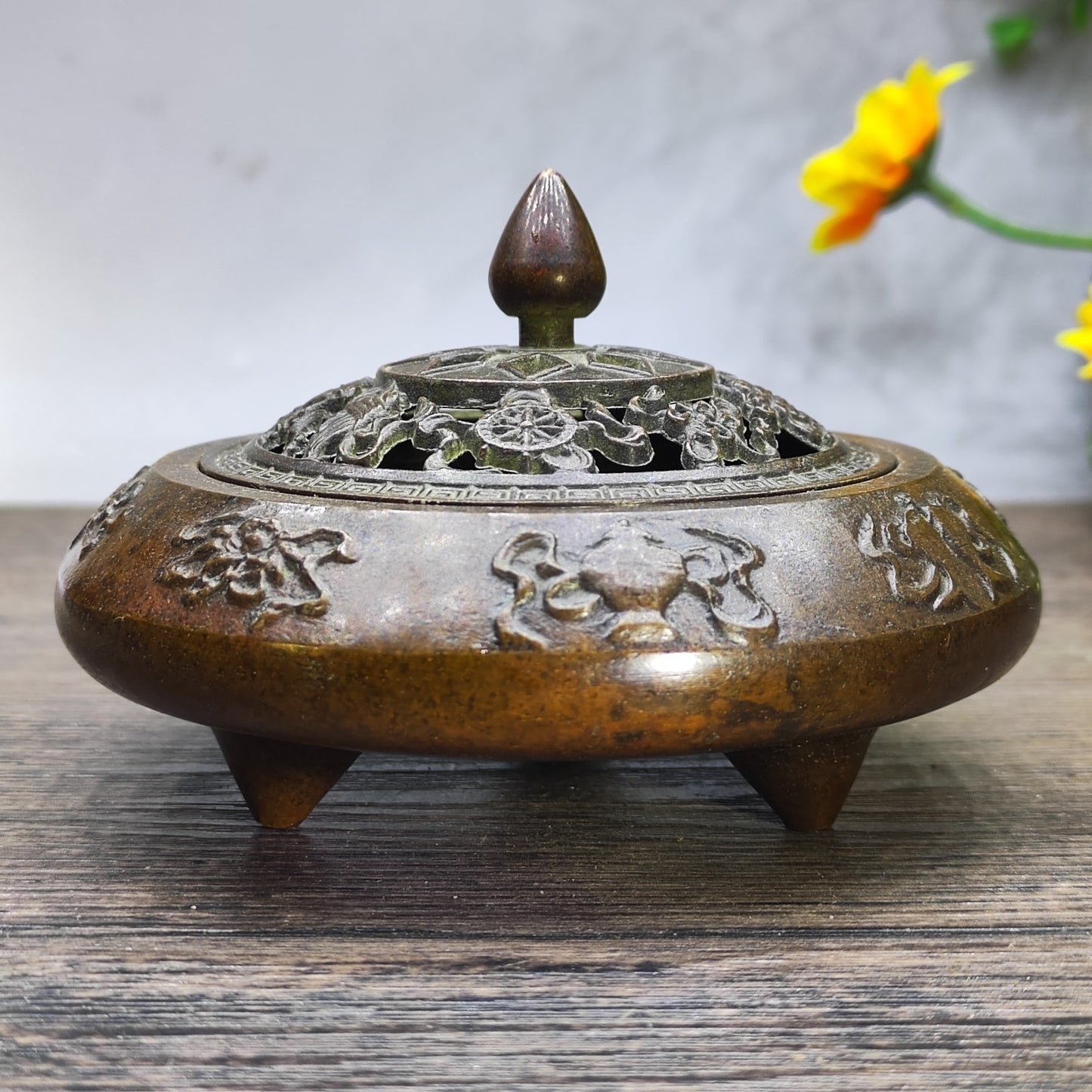 Exquisite Handcrafted Copper Incense Burner with Intricate Engravings