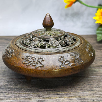 Exquisite Handcrafted Copper Incense Burner with Intricate Engravings