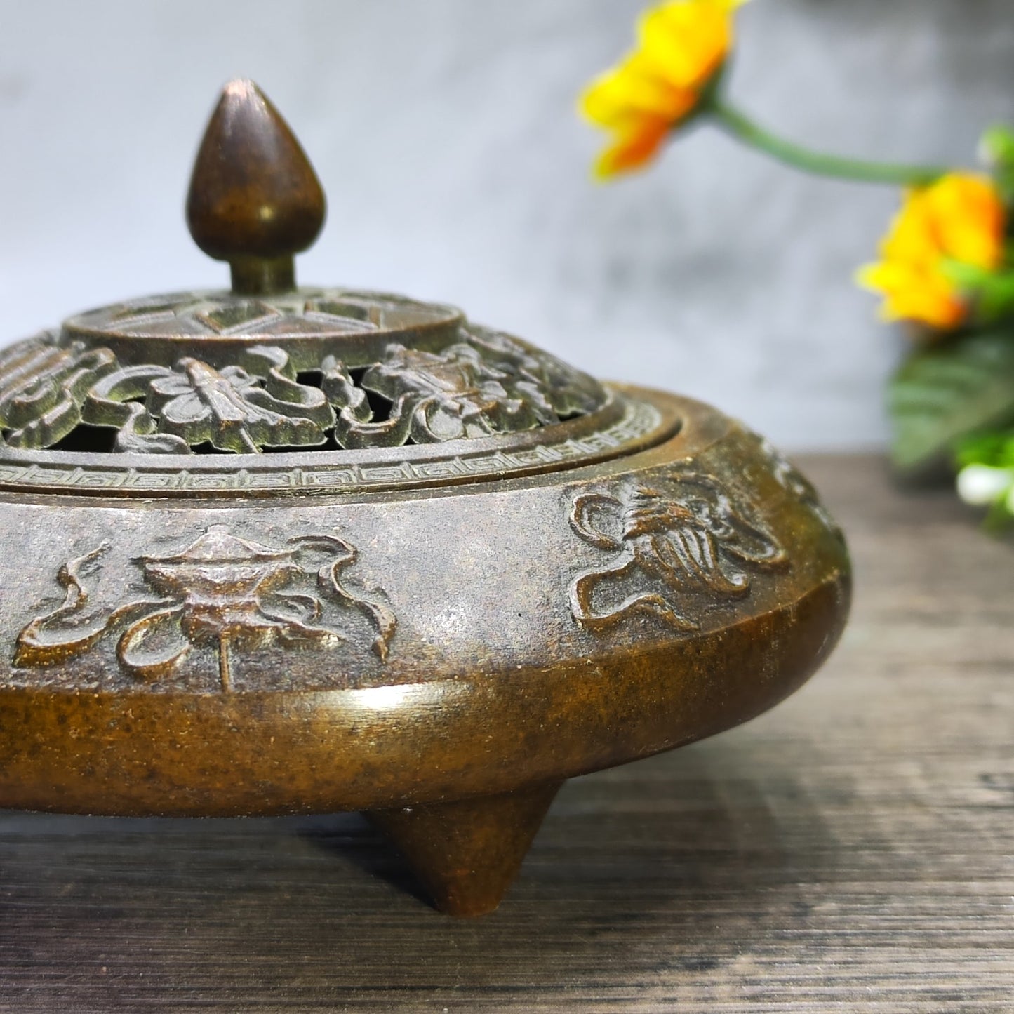 Exquisite Handcrafted Copper Incense Burner with Intricate Engravings