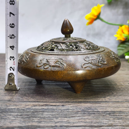 Exquisite Handcrafted Copper Incense Burner with Intricate Engravings