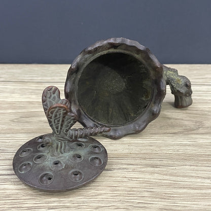 Exquisite Handcrafted Dragonfly Lotus Pod Incense Burner - Unique Gift, Rare Collectible